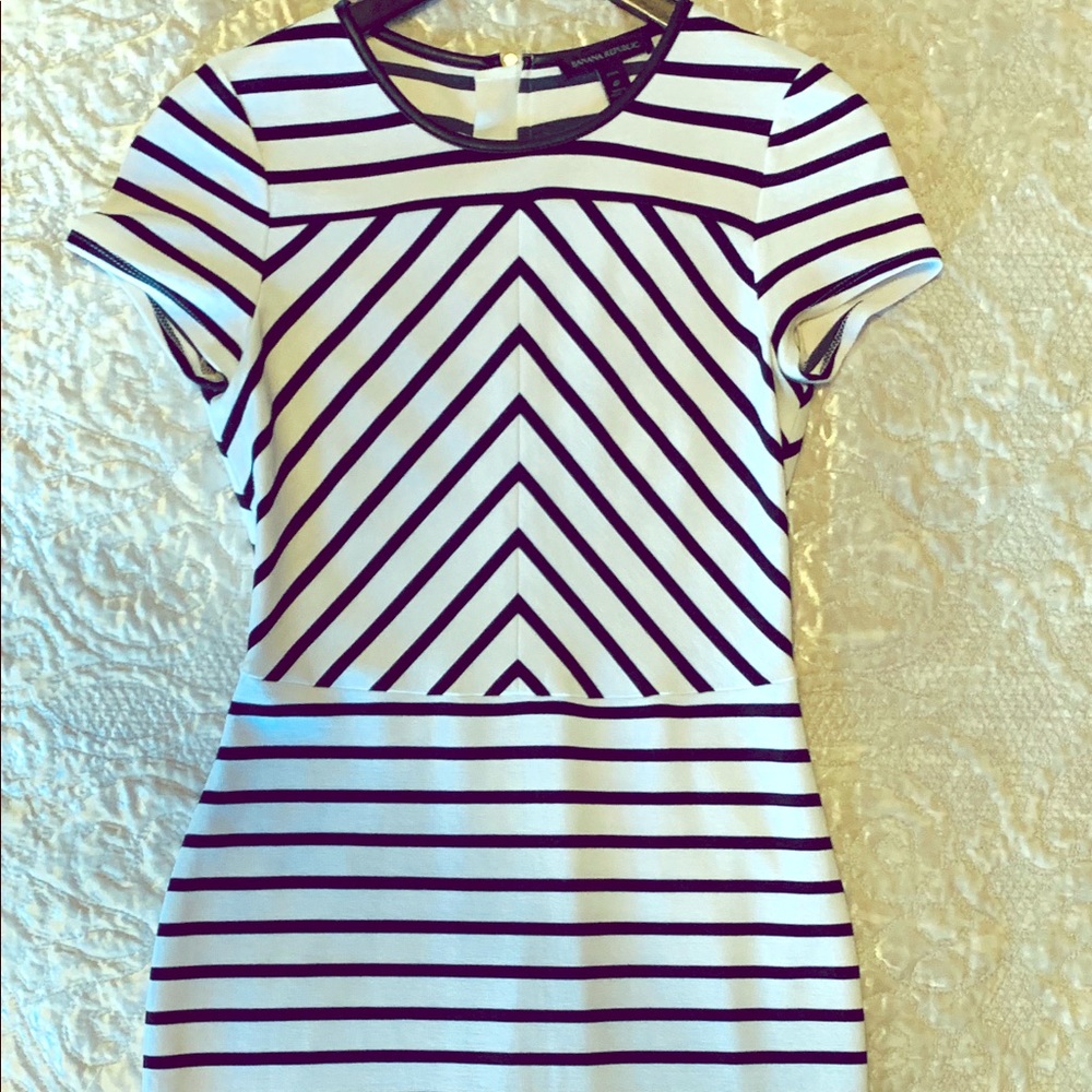 Banana Republic Navy & White Striped Cotten Dress